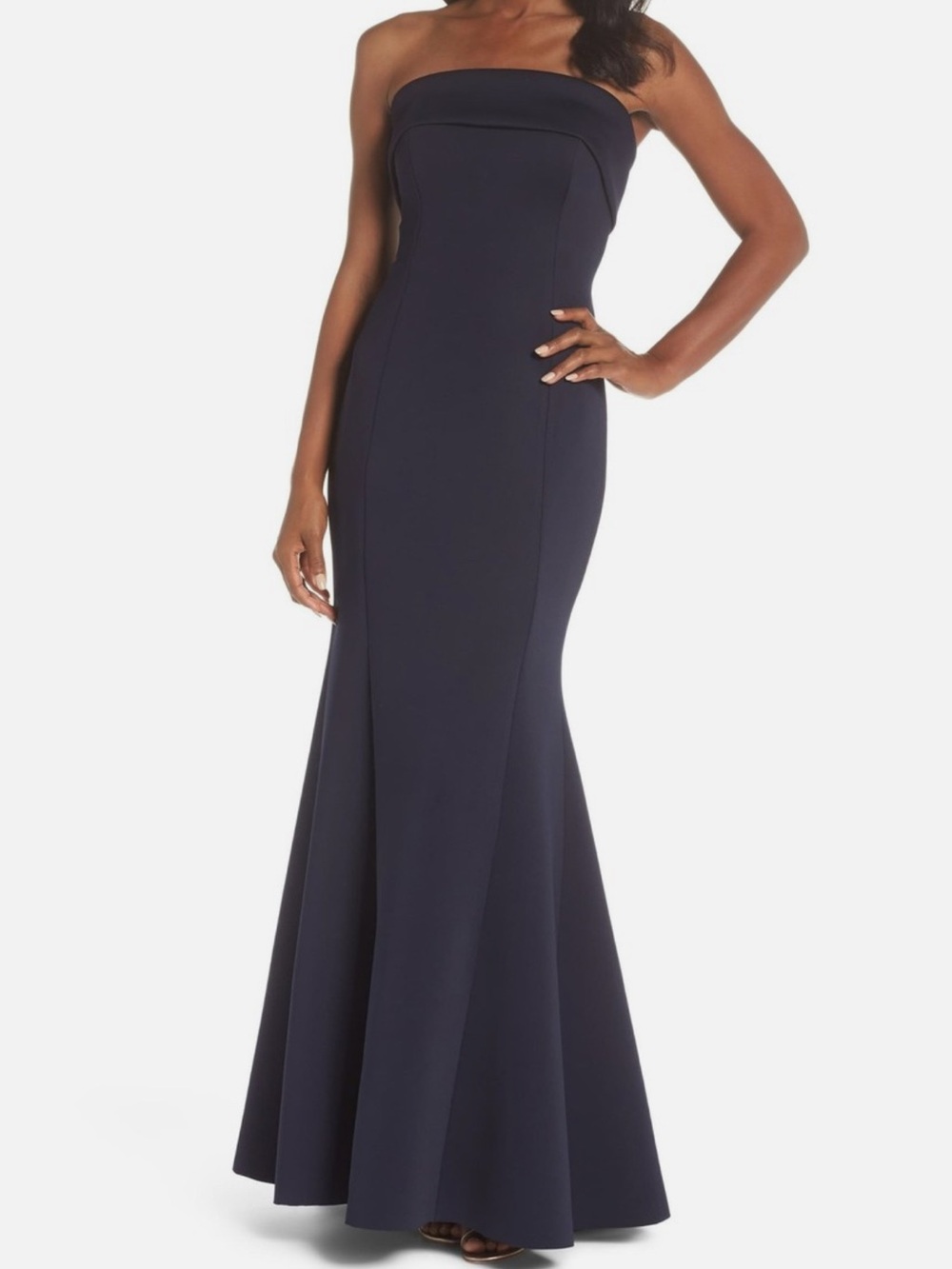 Elise J Strapless Navy Mermaid Evening Dress size 8